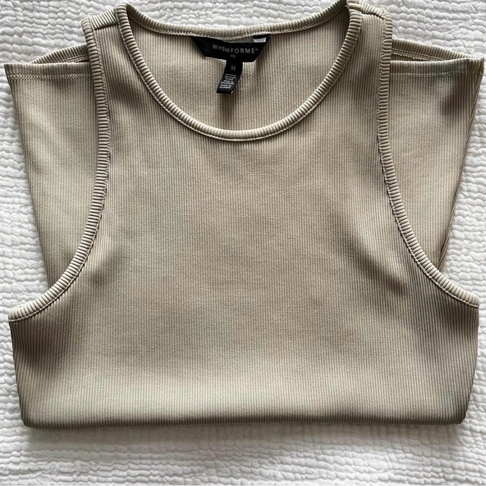 White House Black Market Cream Ribbed Tank Top